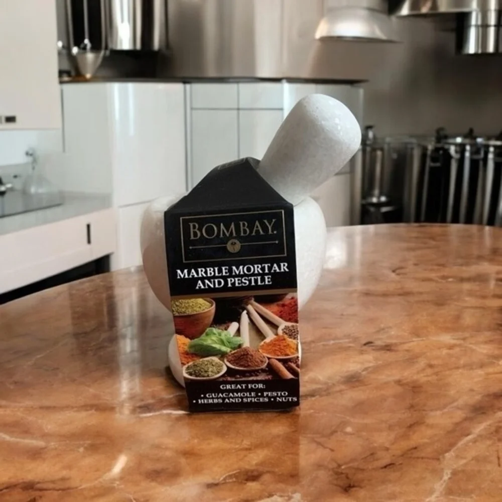Bombay Natural White Marble Mortar Pestle Set 4